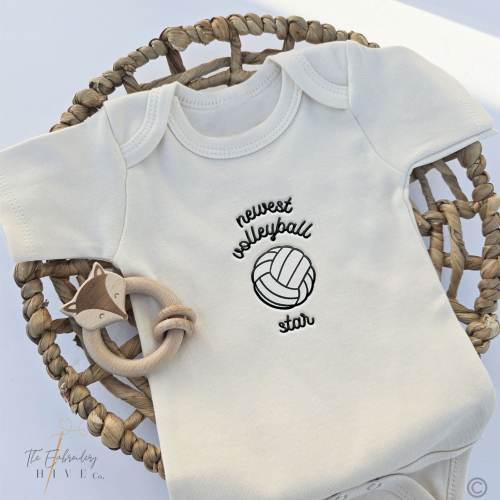 Embroidered Newest Volleyball Star ONESIES® brand,  Volleyball ONESIES®, Bodysuit, Pregnancy Baby Announcement, Unique Bodysuit, Misc 258