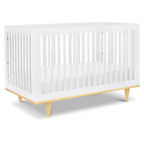 daVinci Marley 3-in-1 Convertible Baby Crib - GREENGUARD Gold Certified Convertible White Finish & Natural Legs Baby Crib to Toddler Bed, Daybed - Easy to Assemble - with 4 Adjustable Mattress Heights