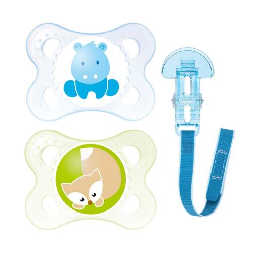 0-6months Pacifiers Set of 2 With Pacifier Clip - Blue