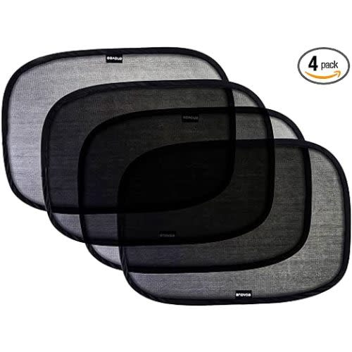 Enovoe Car Window Shades for Baby (21"x14") - 4 Pack - Sun Shade Blocker, Cling Window Cover - Glare Shield and UV Rays Protection for Your Child - Side Window Screens for SUV- Mesh Car Window Shade - Black