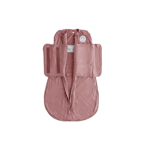 DREAMLAND BABY Bamboo Viscose Swaddle Sleep Sack (0-6 Months). Ultra Soft Swaddle Blanket w/Built in Band. 97% Viscose, 3% Spandex (Rose)