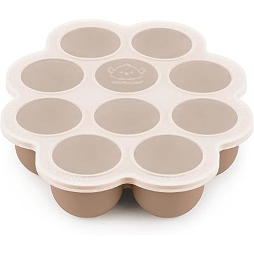 KeaBabies Silicone Baby Food Freezer Tray with Clip-on Lid, 2oz x 10 Pods Baby Food Freezer Molds, Breast Milk Freezer Tray, Dishwasher, Microwave, BPA-Free Baby Food Storage Tray(Chai Latte)