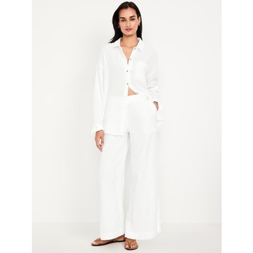 High-Waisted Crinkle Gauze Wide-Leg Pants | Old Navy