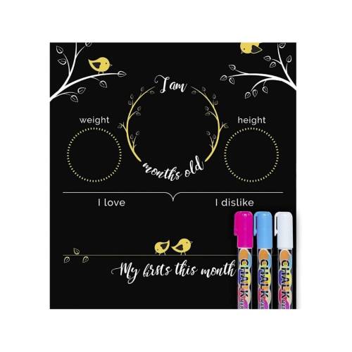 Baby Milestone Chalkboard – Reversible Photo Prop with Chalk Markers