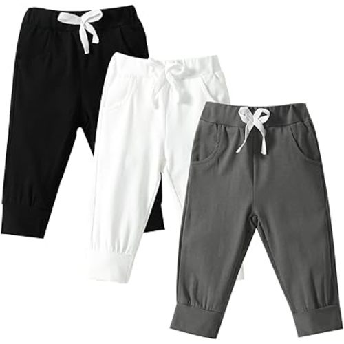 DREAM BUS Pack of 3 Toddler Jogger Pants with Pocket Toddler Boy Sweatpants Baby Boy Pants Infant Newborn Leggings