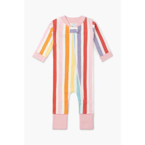 One-Piece Baby Pajamas_Rainbow Stripes