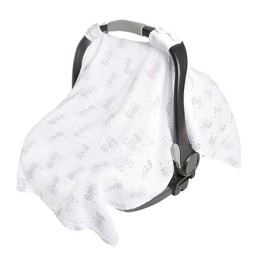 aden + anais Essentials Car Seat Canopy Cover, 100% Cotton Muslin, Lightweight and Breathable, Safari Babes- Elephant