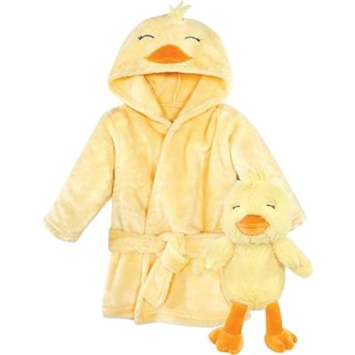 Hudson Baby Unisex Baby Plush Bathrobe and Toy Set