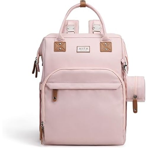 Diaper Bag Backpack, Multifunction Diaper Bag with Changing Pad, Baby Diaper Bags for Boys Girls, Stylish Large Capacity Travel Backpack for Moms Dads, Baby Shower Gifts,Unisex – Pink