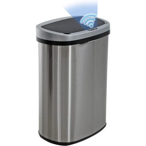 Kitchen Trash Can with Lid, 13 Gallon Automatic Garbage Can for Bathroom Bedroom Home Office 50 Liter Touch Free High-Capacity Brushed Stainless Steel Waste Bin