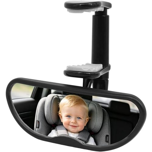 Forward Baby Rear View Mirror for Car - Clip On Car Mirror for Baby, 360-Degree Adjustable Baby Car Mirror without Dead Angle and Telescopic Clamping Arm, Shatterproof & Shakeproof