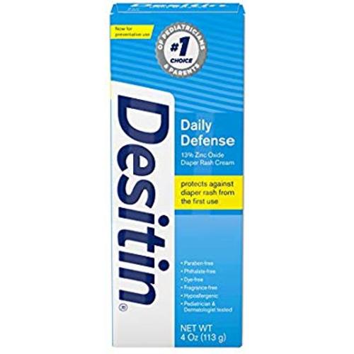 Desitin Daily Defense Baby Diaper Rash Cream with Zinc Oxide to Treat, Relieve & Prevent diaper rash, Hypoallergenic, Dye-, Phthalate- & Paraben-Free, 4 oz