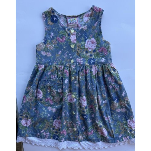 Vintage Swat Kids Made In USA Floral Sleeveless Dress 6x 1980’s Early 2000’s