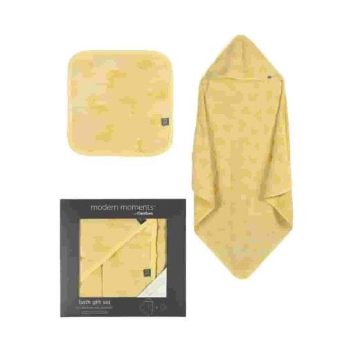 Modern Moments By Gerber Gender Neutral Hooded Towel and Washcloth Gift Set, 2-Piece, One Size