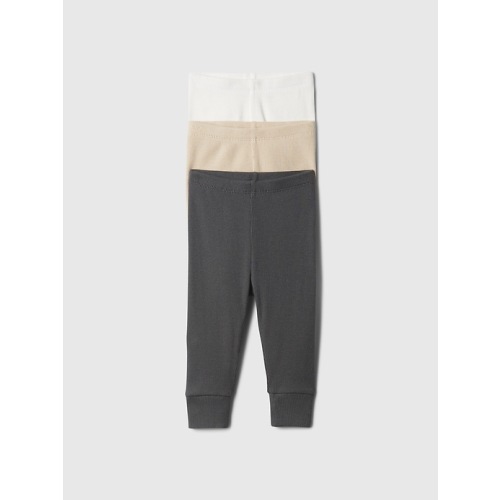 3-6M Bedrock Beige Baby Ribbed Pull-On Pants (3-Pack)