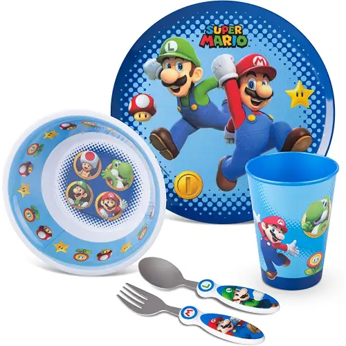  Daniel Tiger 5 Pc Mealtime Feeding Set for Kids and Toddlers -  Includes Plate, Bowl, Cup, Fork and Spoon Utensil Flatware - Durable,  Dishwasher Safe, BPA Free (Red) : Baby