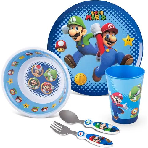 Daniel Tiger 5 Pc Mealtime Feeding Set for Kids and Toddlers - Includes  Plate, Bowl, Cup, Fork and Spoon Utensil Flatware - Durable, Dishwasher  Safe, BPA Free (Yellow) 