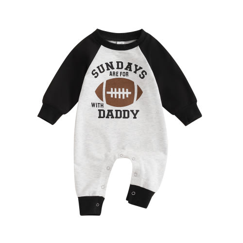 Newborn Baby Boy Football Season Jumpsuit Sundays are for Football with Daddy Sweatshirt Romper Playsuit Fall Clothes