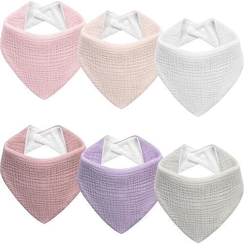 Muslin Baby Bibs 6-Pack Baby Drool Bandana Bibs for Baby Girls Boys Infant Newborn Toddler Drooling and Teething
