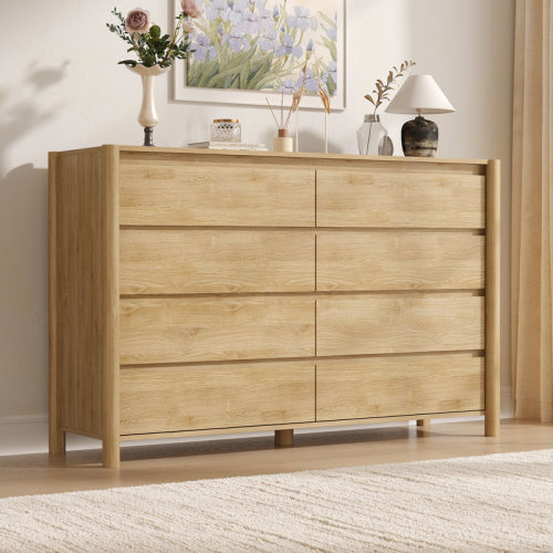 Ebern Designs Hingham 55.1" W 8 Drawer Dresser, Wood Chest Of Drawers For Bedroom, Living Room & Reviews | Wayfair