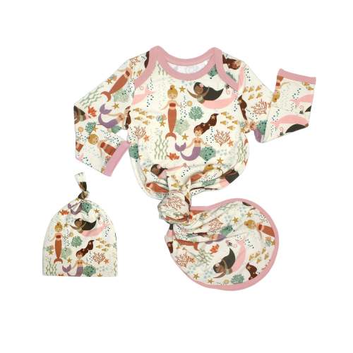 Making Waves Mermaids Bamboo Gown and Hat Newborn Baby Gift Set