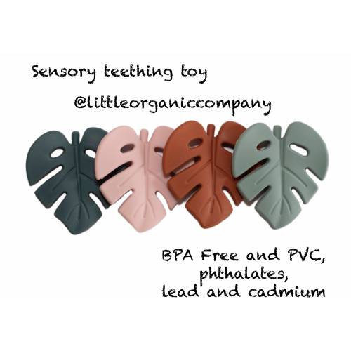 Baby teething sensory toy BPA Free S monstera leaf toy baby shower gift for boys or girls, gender neural gift for baby