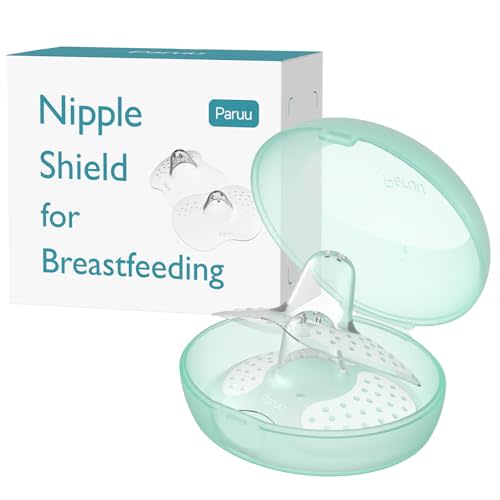 Paruu Contact Nipple Shields, Butterfly Breastfeeding Nipple Shields for Protecting Sore, Flat or Inverted Nipples, 100% Food-Grade Silicone, Made Without BPA/BPS, Include Carry Case (17mm)