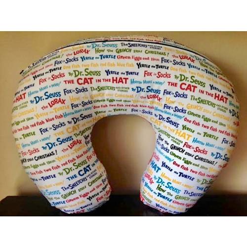 Dr. Seuss Book Titles - Bib & Nursing Pillow Cover - Cat In Hat, Grinch, Lorax, One Two Red Blue Fish, Horton, Sneetches, Yertle, Fox Socks