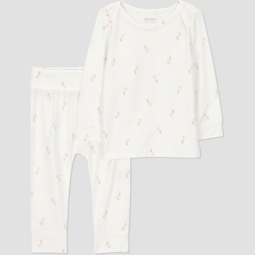 Carter's Just One You® Baby Girls' 2pc Floral Comfy Soft Top & Bottom Set - Ivory