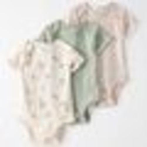 Little Planet Baby 3-Pack Organic Cotton Rib Bodysuits Infant Mint, Sweet Cream, Fruit Print