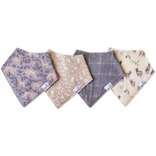 Copper Pearl Baby Bandana Bibs - 4 Pack Soft Cotton Bibs for Drooling & Teething, Absorbent, Adjustable Fit, Many Styles