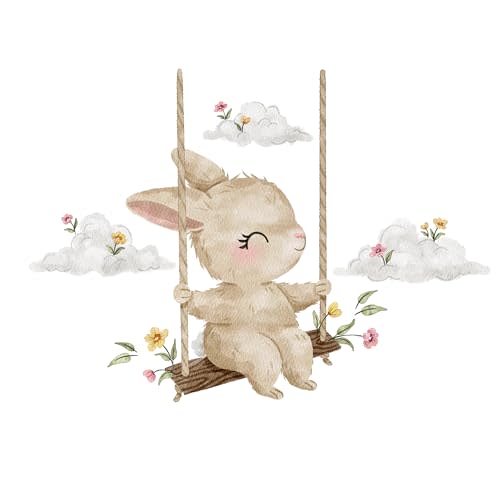 Large Fabric Removable Wall Decal – Peel-and-Stick, Animal Wall Stickers, Playroom & Nursery Decor – Bunny, Sensory-Textured Baby Nursery Decor & Kids Wall Decal by Charming Duo