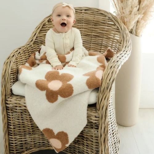 Plush Blanket - Caramel Pink Daisy