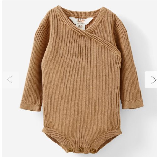 Organic Rib Knit Cross Over Tie Bubbysuit