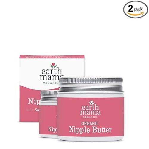 Earth Mama Organic Nipple Butter™ | Nipple Cream Safe for Breastfeeding | Postpartum Essentials for Nursing | Non Lanolin Nipple Cream, 2 fl oz (2-Pk)