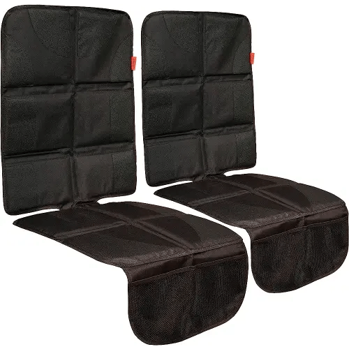 Lusso Gear Value Twin Pack Car Seat Protector, Thick Padding, 2 Mesh Storage Pockets, Waterproof, Protects Fabric or Leather Seats from Child Seats and Pets, Non-Slip Rubber Padded Backing