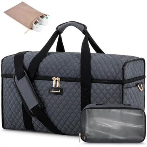 LOVEVOOK Travel Duffle Bag, Weekender Bags For Women, Carry On Duffel Bags For Airplanes, Overnight Bag With Toiletry Bag, Hospital Bag for Labor and Delivery, Yoga Gym Bag with Wet Pocket, 3Pcs Set