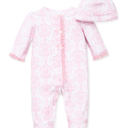 Damask Scroll Footed One-Piece And Hat