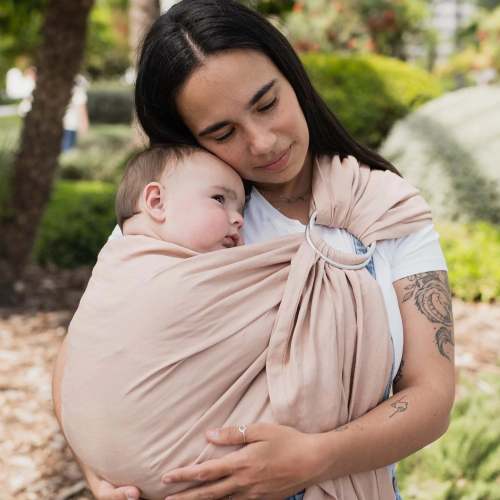 Boba Linen Ring Sling in Peony Pink