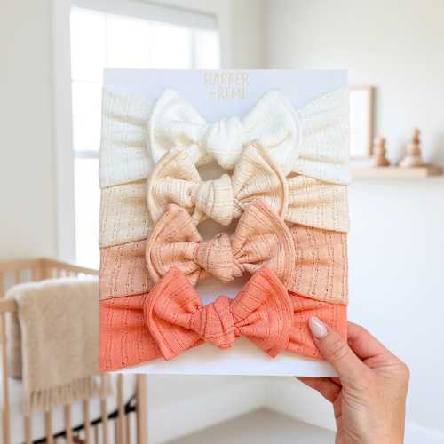 Summer Neutrals | Pointelle Baby Bow Bundle