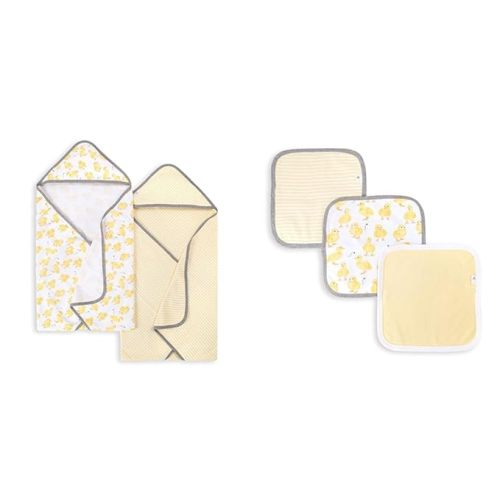 Burt's Bees Baby - Hooded Towels, Absorbent Knit Terry, Super Soft Single Ply & Washcloths, Absorbent Knit Terry, Super Soft 100% Organic Cotton