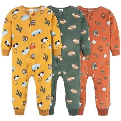 Gerber Baby Boys' Flame Resistant Fleece Footless Pajamas (3 Pack)