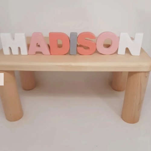 Personalized Puzzle Bench - pink, white & brown