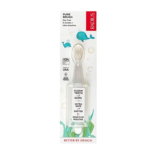 RADIUS Children's Toothbrush Pure Brush Ultra Soft BPA Free ADA Accepted Designed for Delicate Teeth for Kids 6 Months and Up - Clear - Pack of 1 - 1 Count (Pack of 1)