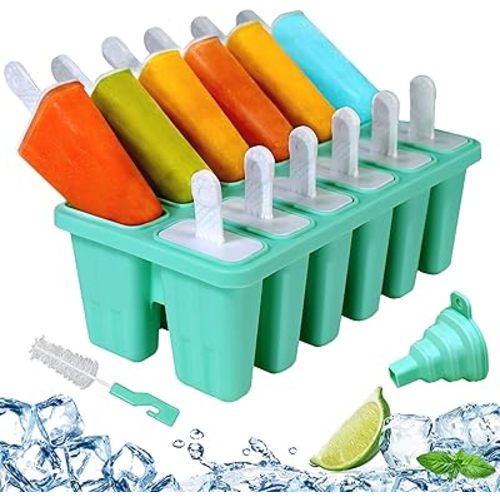 Silicone Popsicle Molds 12-cavity, DIY Ice Pop Mold for Kids Adult Teens, BPA Free Ice Cream Molds for Party Yogurt Juice Smoothies Sticks