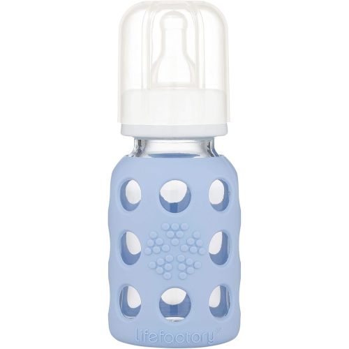Lifefactory Glass Baby Bottle with Stage 1 Nipple and Protective Silicone Sleeve Banana 4 Oz
