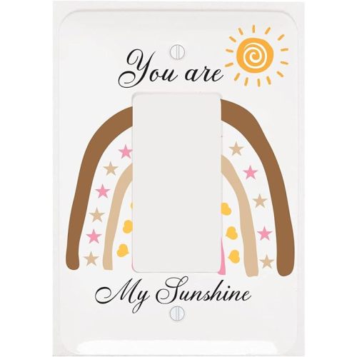 You are My Sunshine Boho Sun and Rainbow Girls Light Switch Plate and Outlet Covers Bohemian Wall Plate Nursery Decor (Single Rocker)