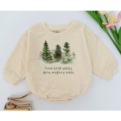 From Little Seeds Grow Mighty Trees - Tiny Seeds Romper- Adventure Outdoors - Nature Lover - Wilderness Baby Shower Gift-Baby Romper
