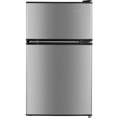 Insignia™ - 3.1 Cu. Ft. Mini Fridge with Top Freezer and ENERGY STAR Certification - Stainless Steel Look