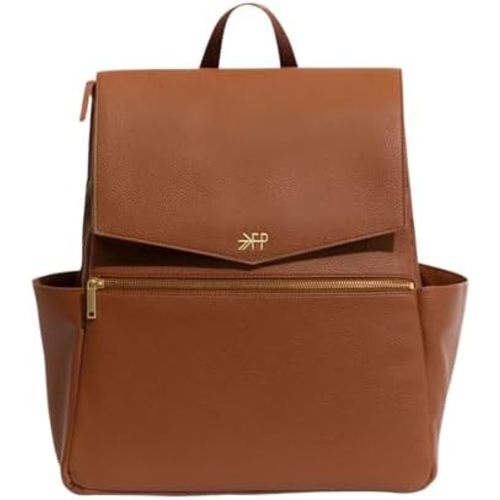 Freshly Picked Classic II Diaper Bag Backpack, Wipeable Vegan Leather With Changing Pad, Convertible (Cognac V2)